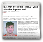 B.C. man arrested in Texas, 24 years after deadly plane crash